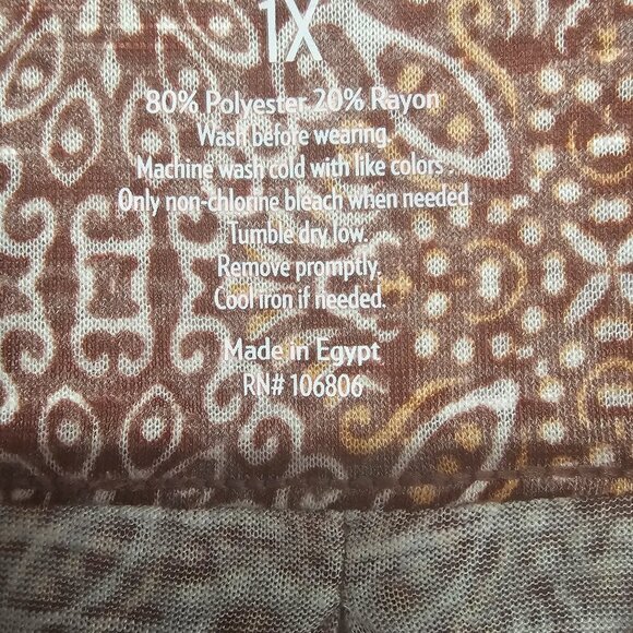 Croft & Barrow Red Orange Boho Floral Geometric Peasant Blouse 1X - Picture 10 of 11